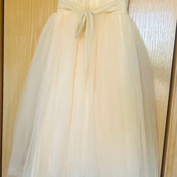 Elegant Cream Long Flower Girl Dress - Picture 7 of 7